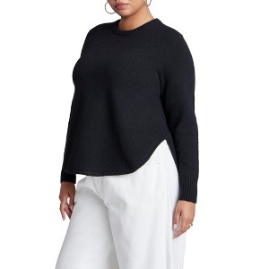 ELOQUII Women's Plus Size Scoop Hem Sweater - 1 of 4