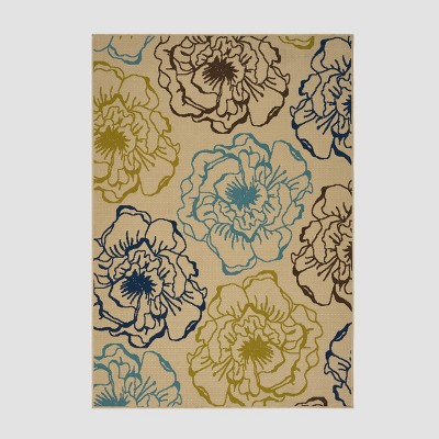 5' x 8' Adley Floral Outdoor Rug Ivory/Green - Christopher Knight Home