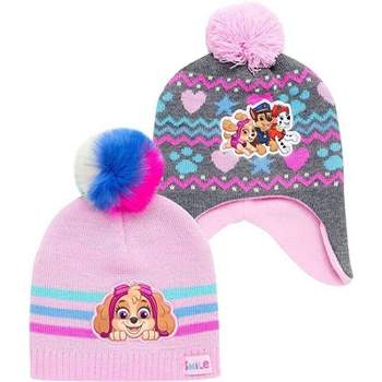 Paw Patrol Girls' Winter Hat - 2 Pack Pom Pom Beanie, Ages 4-7