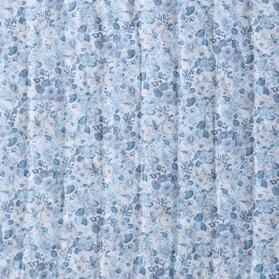Twin Blue Microfiber Reversible Quilt Set with Ruffles