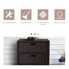 VYNXARIA Outdoor Towel Cabinet,PE Rattan Pool Storage Organizer, Outdoor Towel Rack for Pool with 3 Drawers and Weather Safe Material,Brown - 4 of 4