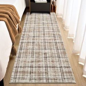 Modern Washable Rug Farmhouse Plaid Rug Tartan Throw Rugs Carpet - 1 of 4