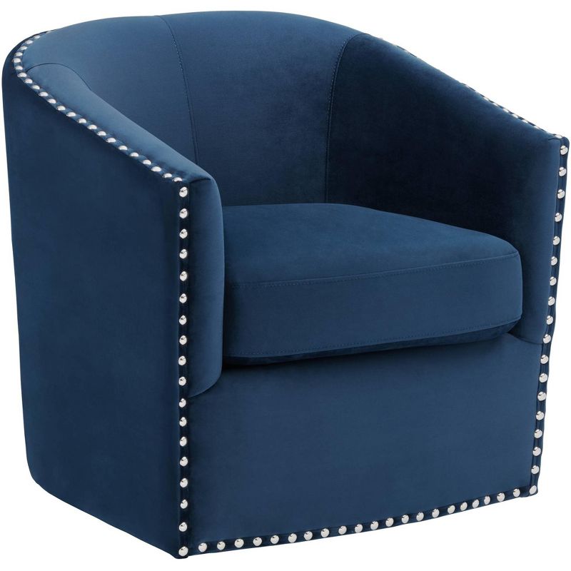 Studio 55D Fullerton Nail Head Trim Navy Blue Swivel Accent Chair, 1 of 10