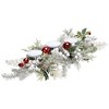 Northlight Frosted Winter Greenery and Jingle Bells Christmas Pillar Candle Holder - 28" - 3 of 4