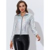 INSPIRE CHIC Women's Holographic Shiny Long Sleeve Metallic Zip Front Track Jacket - 3 of 4