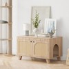 MAYEERTY 31¡Á20 Inch Flip-Top Hidden Cat Box Cabinet - With Rattan Doors & Dual Entrances (Black) - 3 of 4