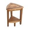 EcoDecors® SnazzyCorner® 18"H Teak Wood Curved Corner Shower Bench with Shelf in EarthyTeak Finish - 3 of 4