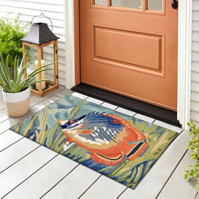 Hand-Tufted Tropical Fish Blue Synthetic 2' x 3' Rug