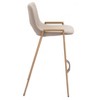Faux-Leather Counter Stool 35.6" H Beige Gold Finish with Steel Legs by Zuo Modern (Set of 2) - 4 of 4
