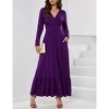 Clearlove Womens Long Sleeve Deep V Neck Dress Ruffles Long Maxi Casual Dresses for Women with Pockets - 2 of 4