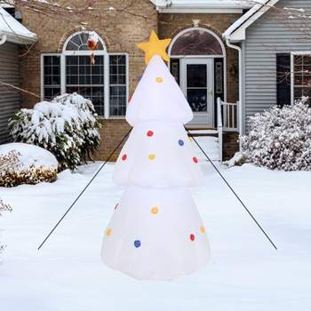 Sunnydaze 6' Self-Inflatable White Christmas Tree Outdoor Winter Holiday Lawn Decoration with LED Lights