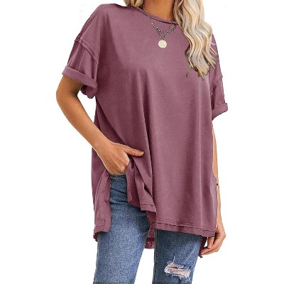 EXLURA Womens Summer Oversized T Shirts Casual Short Sleeve Loose Maternity Tops Crewneck Tunic Plus Gym Workout Top