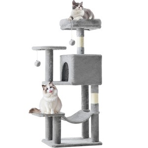 SEVOBAL Pet Tower 44" Cat Tree Tower, Multi-Cat Climbing Tower with, Natural Sisal Scratching Posts, Hammock, Gray, 17.72"*44.49"*13.78" - 1 of 4
