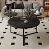 KTMBDW Modern coffee table with two display shelves, Black Faux marble surfaces, Tripod-inspired base, Rounded tabletop edges for Living room - 2 of 4