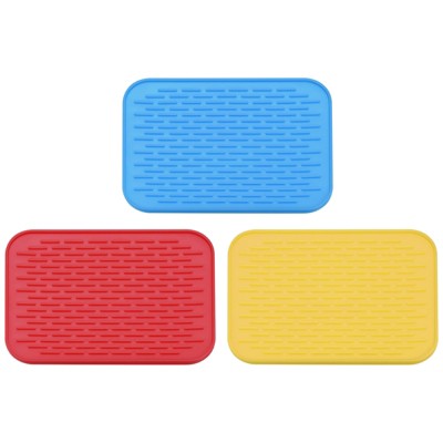 Unique Bargains Dish Drying Mat Set Silicone Drain Pad Heat Resistant ...