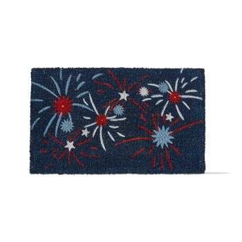 tagltd 1'6"x2'6" 4Th Of July Red White And Blue Patriotic Americana Fireworks Rectangle Indoor Outdoor Coir Door Welcome Mat Blue
