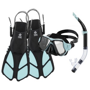 Hawaii Divers Manta Ray Adult Snorkel Set – Turquoise/Black (Unisex) Size S/M - 1 of 4