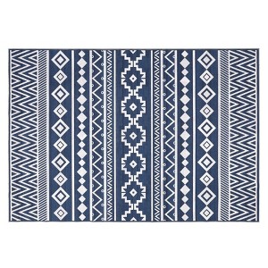 9x12 Washable Area Rug - Modern Geometric Low Pile Living Room Carpet, Soft Blue Indoor Rug for Dining Room, Home Office - 1 of 4