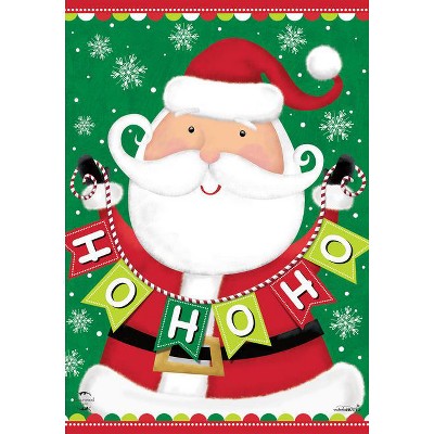Santa Ho Ho Ho Christmas Garden Flag with Snowflakes