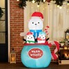 Outsunny 5ft Christmas Inflatables Outdoor Decorations Blessed Polar Bear and Penguins in the Cup, Blow-Up LED Yard Christmas Decor for Holiday - 2 of 4