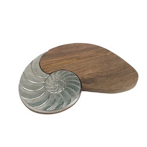 Beachcombers Wood / Metal Shell Serving Board - 1 of 1