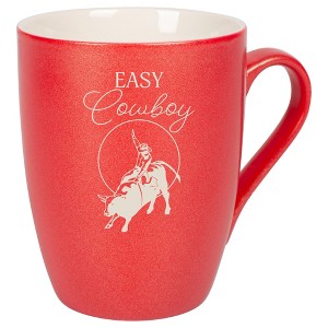 100 North Bull Rider 10 Ounce Crimson Red Metallic Finish, Comfortably Fits Your Hands, New Bone China Coffee Tea Cup Mug, Easy Cowboy - 1 of 1
