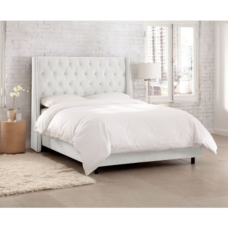 Skyline Furniture Arlette Nail Button Tufted Wingback Bed in Velvet, 3 of 8