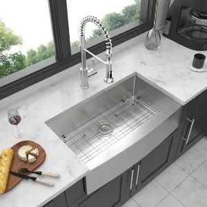 33 Brushed Nickel Farmhouse Sink - 33 Inch Kitchen Sink Stainless Steel 16 gauge Apron Front Kitchen Sink - 1 of 4