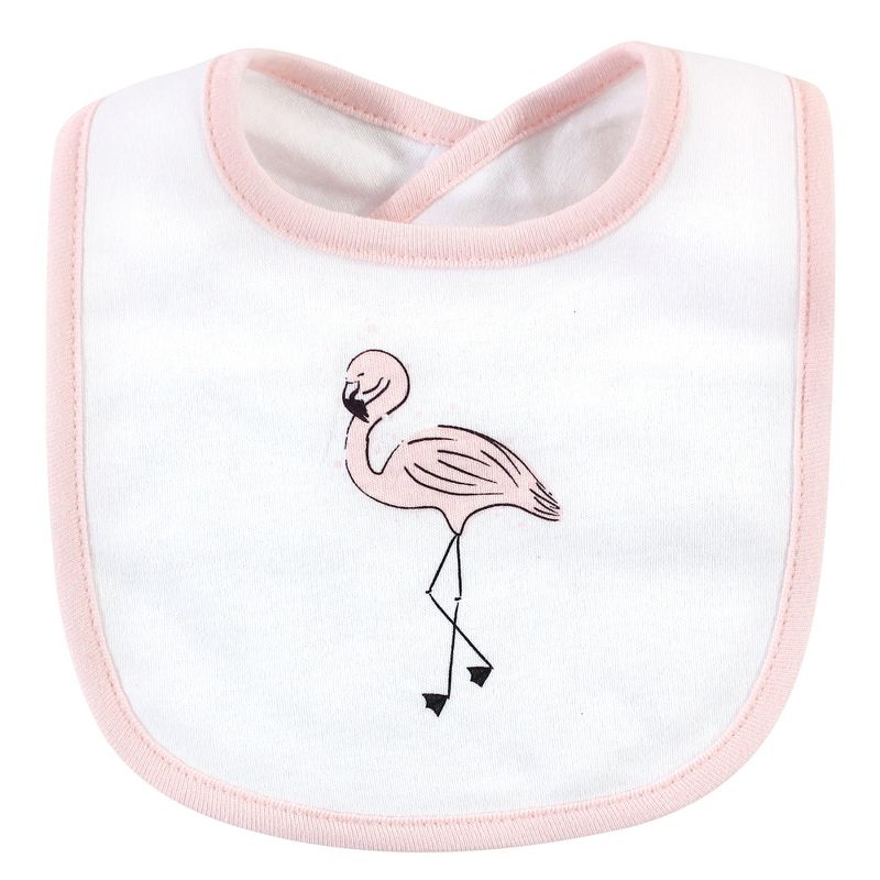 Hudson Baby Infant Girl Cotton Bib and Headband Set 5pk, Painted Flamingo, One Size, 5 of 8