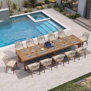PURPLE LEAF Dining Set Patio Metal Table and Wicker Rattan Chairs for Outside Porch Garden Kitchen Modern Outdoor Furniture Sets - 1 of 4