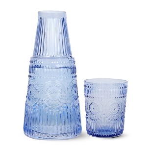 Elle Decor Bedside Water Carafe with Tumbler Set, Vintage Design Pitcher and Matching Drinking Glass Doubles as Lid, 33-Ounce - 1 of 4