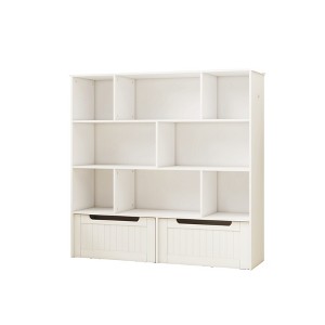 Sevobal Utility Storage Cabinets, Floor Cabinet with Drawers and Open Shelves for Living Room Kitchen Hallway, White, 48.03"*12.9"*45.45" - 1 of 4