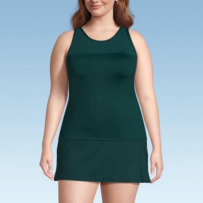 Lands' End Women's Chlorine Resistant Smoothing Control High Neck Tankini Swimsuit Top