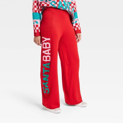 Women's Santa Baby Graphic Sweater Pants - Red L