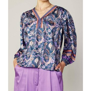 Women's Paisley Border Print Top - current air - 1 of 4