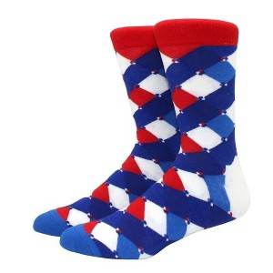 Fun Pattern Socks (Red, Blue, White) - Men's Sizes Adult Large from the Sock Panda - 1 of 3