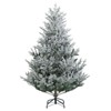 Costway 6/7/8 FT Artificial Christmas Tree with 762/1074/1470 Flocked Branch Tips, 340/450/580 Warm White LED Lights - 2 of 2