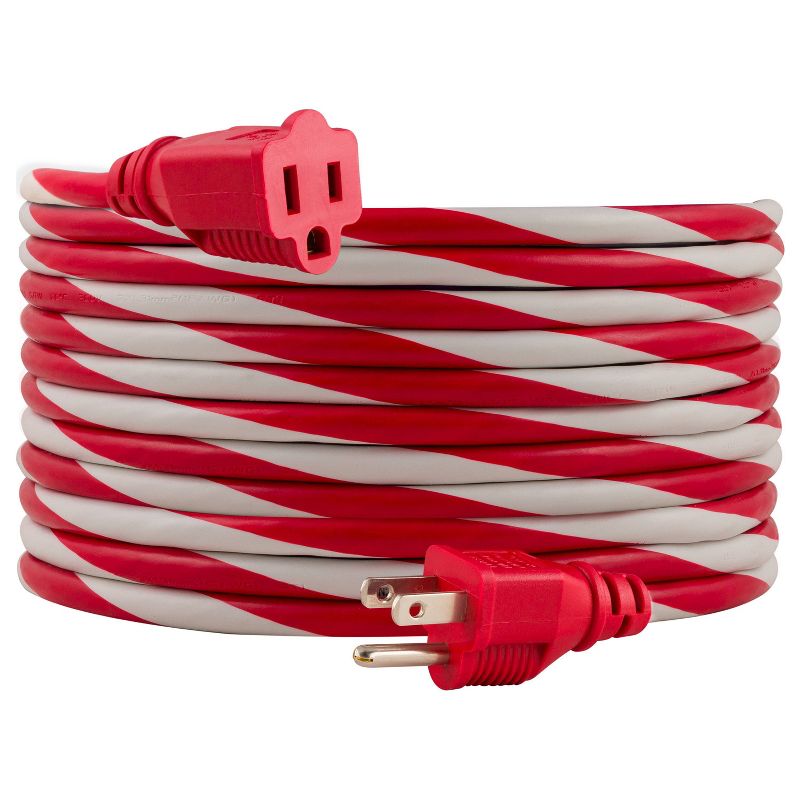 Philips 25&#39; 1-Outlet Grounded Extension Cord Outdoor Candy Cane, 1 of 11