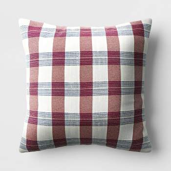 Yarn Dyed Americana Check Square Throw Pillow Red/Blue - Threshold™