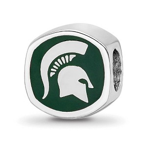 Black Bow Jewelry Sterling Silver Michigan State Spartans NCAA Bead Charm - 1 of 4