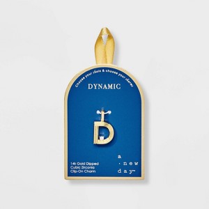 14K Gold Dipped Cubic Zirconia Ribbed Letter Charm - A New Day™ Gold - 1 of 2