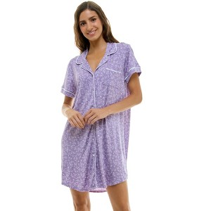 Derek Heart Woman's Lushluxe 36" Notched Collar Nightgown (Juniors & Women) - 1 of 4