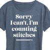 Women's - Instant Message - Sorry, I Can't, I'm Counting Stitches Short Sleeve Graphic T-Shirt - 2 of 4