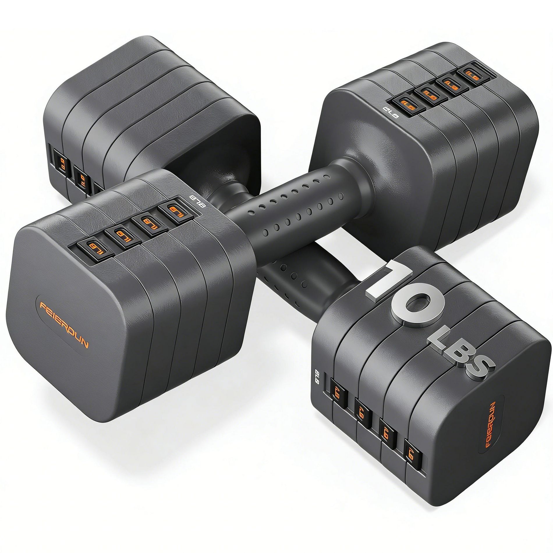 FEIERDUN 1-Second Quick Change Dumbbell Set, 5-in-1 Set, Dual-Lock Stability System for Home Gym, Safe & Space-Saving