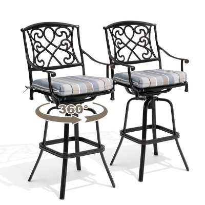 Pellebant Outdoor Patio Bar Height Swivel Bar Stool with Sunbrella Cushion