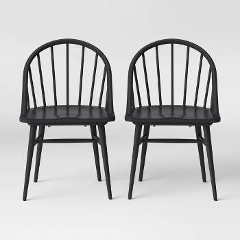 2pk Adwolf Rounded Spindle Dining Chairs Black - Threshold™