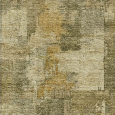 HomeRoots 10' X 14' Khaki Beige And Wheat Abstract Washable Indoor Outdoor Area Rug