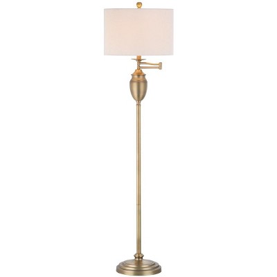 Antonia Gold Adjustable Floor Lamp with White Drum Shade