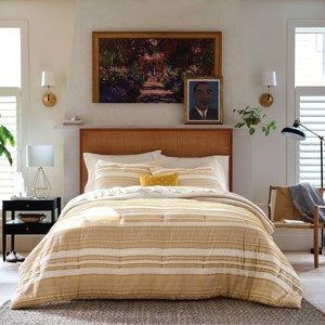 8pc Clipped Jacquard Striped Comforter and Sheet Set Yellow - Threshold™ - 1 of 4