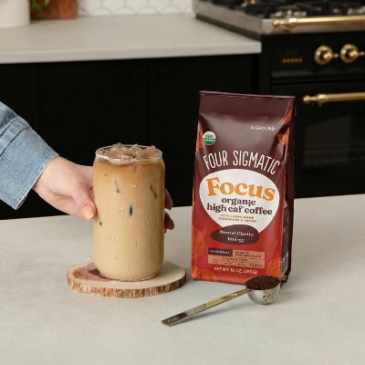 Four Sigmatic Organic High Caffeine Dark Roast Ground Coffee with Lion's Mane Mushroom and Yacon - 10oz